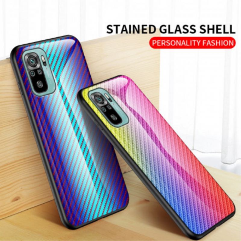 Coque Xiaomi Redmi Note 10/10S/Poco M5s Verre Trempé Fibre Carbone