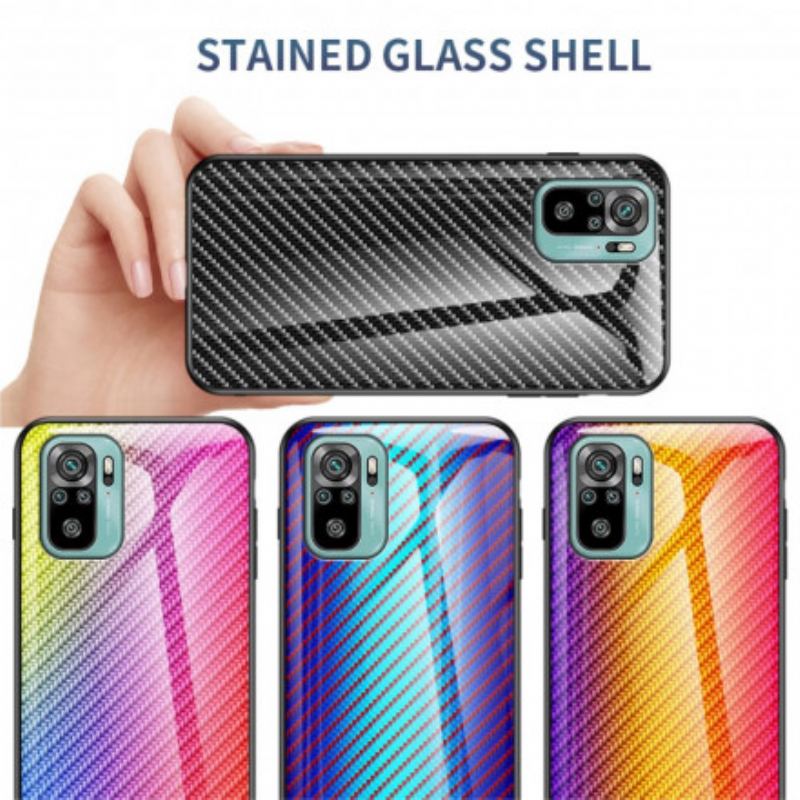 Coque Xiaomi Redmi Note 10/10S/Poco M5s Verre Trempé Fibre Carbone