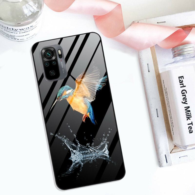 Coque Xiaomi Redmi Note 10/10S/Poco M5s Verre Trempé Oiseau Couronne