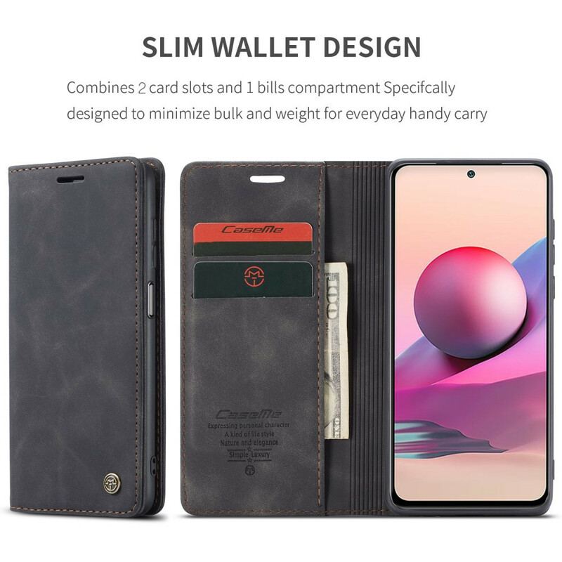 Flip Cover Xiaomi Redmi Note 10/10S/Poco M5s Effet Cuir CASEME