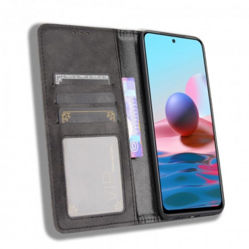 Flip Cover Xiaomi Redmi Note 10/10S/Poco M5s Effet Cuir Vintage Stylisé