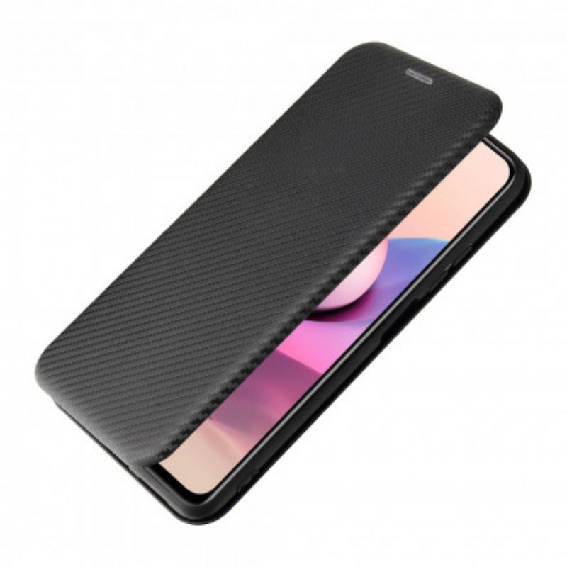 Flip Cover Xiaomi Redmi Note 10/10S/Poco M5s Fibre Carbone avec Anneau Support