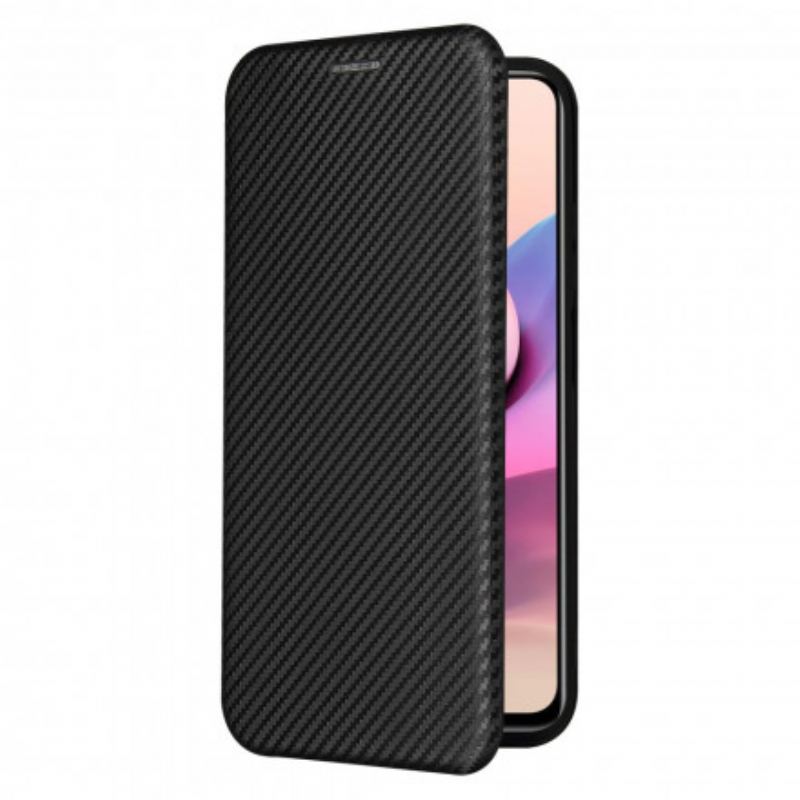 Flip Cover Xiaomi Redmi Note 10/10S/Poco M5s Fibre Carbone avec Anneau Support