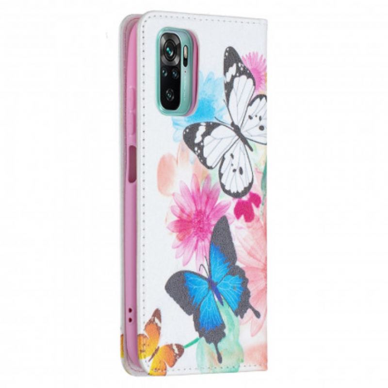 Flip Cover Xiaomi Redmi Note 10/10S/Poco M5s Papillons Colorés