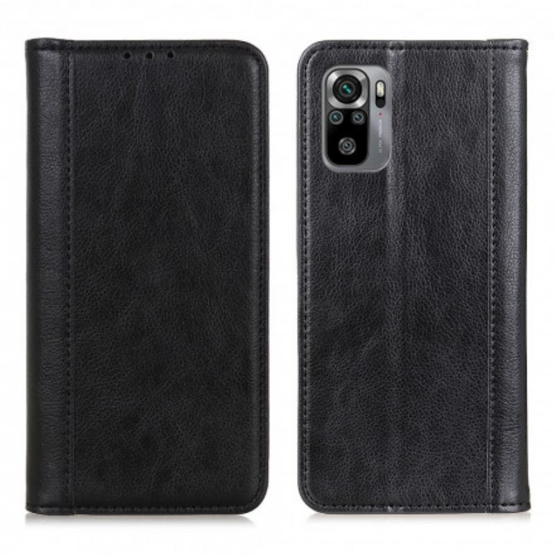 Flip Cover Xiaomi Redmi Note 10/10S/Poco M5s Version Cuir Litchi Fendu