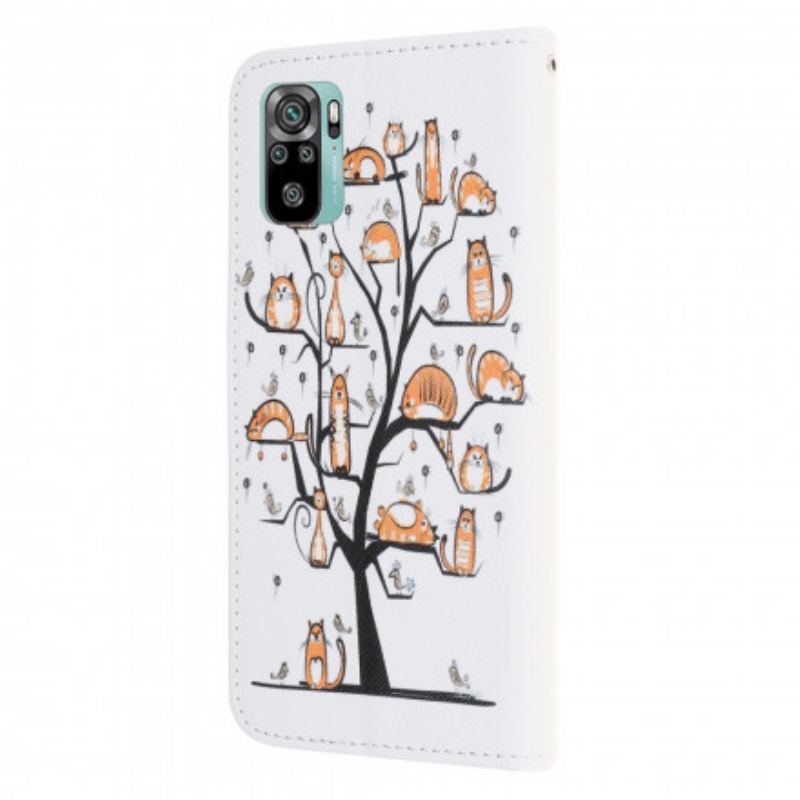 Housse Xiaomi Redmi Note 10/10S/Poco M5s Funky Cats à Lanière