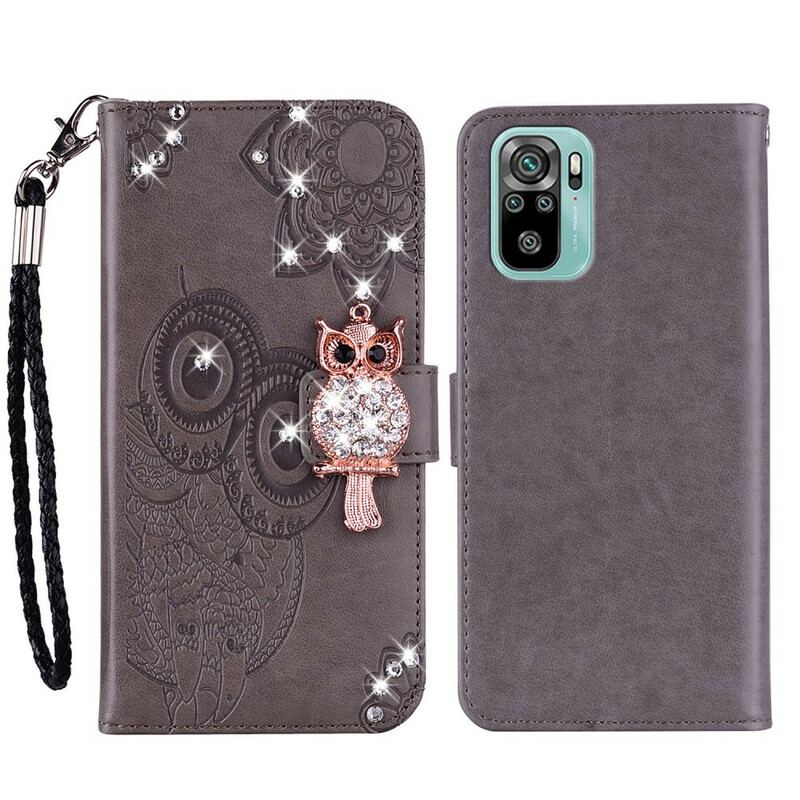 Housse Xiaomi Redmi Note 10/10S/Poco M5s Hibou Mandala et Breloque