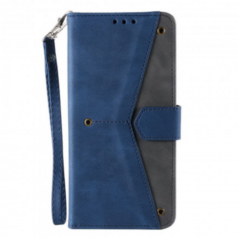 Housse Xiaomi Redmi Note 10/10S/Poco M5s Simili Cuir Bicolore Rivets