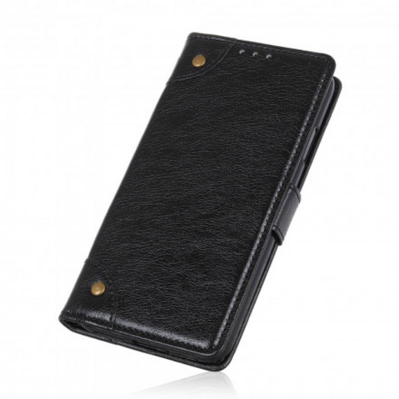 Housse Xiaomi Redmi Note 10/10S/Poco M5s Style Cuir Nappa Rivets Vintage