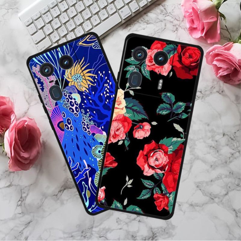 Coque Motorola Edge 50 Ultra Fleurs Bleues