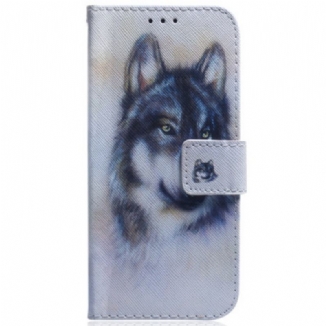 Housse Motorola Edge 50 Ultra Loup Aquarelle