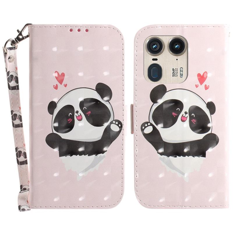 Housse Motorola Edge 50 Ultra Panda Love à Lanière