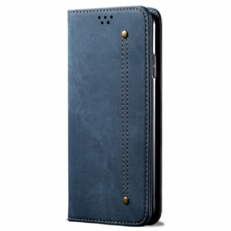 Flip Cover Oppo Reno 12 Pro 5G Tissu Jeans