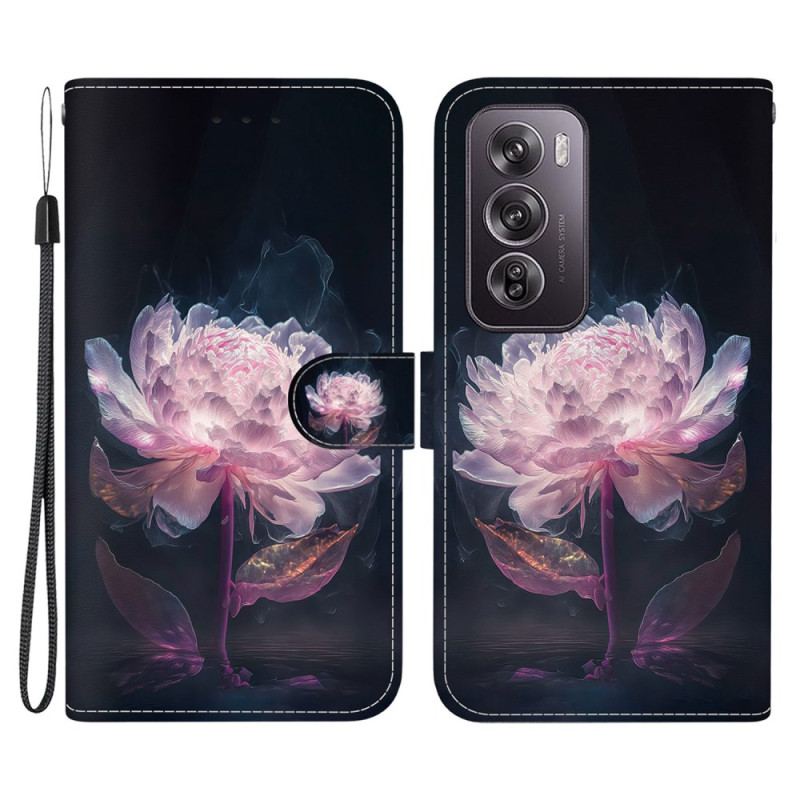 Housse Oppo Reno 12 Pro 5G Pivoine Pourpre à Lanière