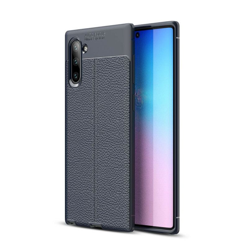 Coque Samsung Galaxy Note 10 Effet Cuir Litchi Double Line