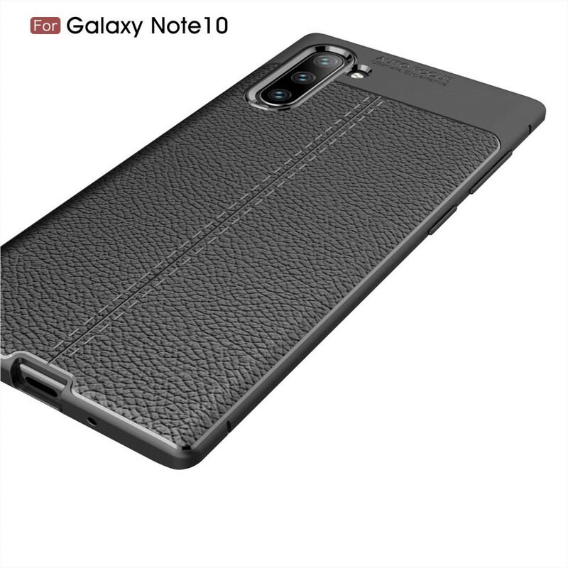 Coque Samsung Galaxy Note 10 Effet Cuir Litchi Double Line