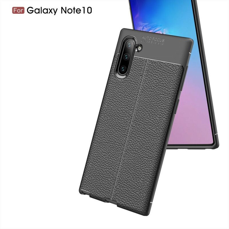 Coque Samsung Galaxy Note 10 Effet Cuir Litchi Double Line