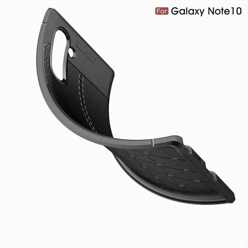 Coque Samsung Galaxy Note 10 Effet Cuir Litchi Double Line