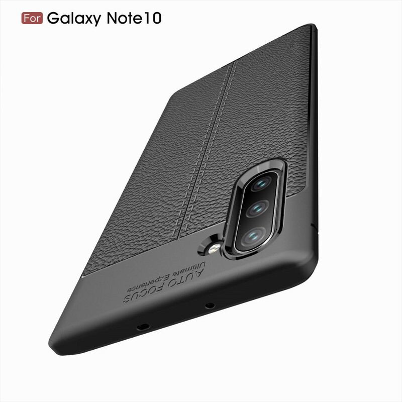 Coque Samsung Galaxy Note 10 Effet Cuir Litchi Double Line