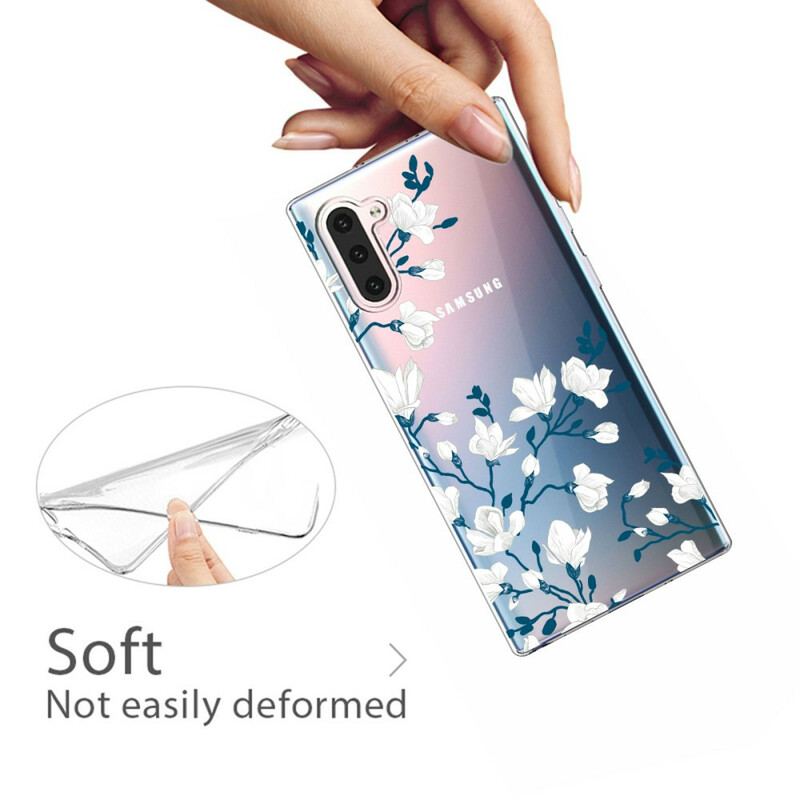 Coque Samsung Galaxy Note 10 Fleurs Blanches