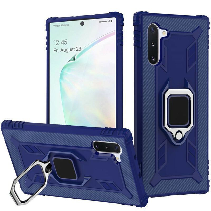 Coque Samsung Galaxy Note 10 Ring et Fibre Carbone