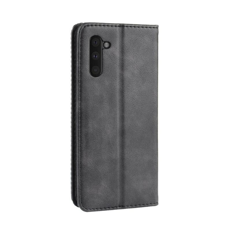 Flip Cover Samsung Galaxy Note 10 Effet Cuir Vintage Stylisé