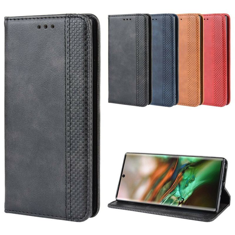 Flip Cover Samsung Galaxy Note 10 Effet Cuir Vintage Stylisé