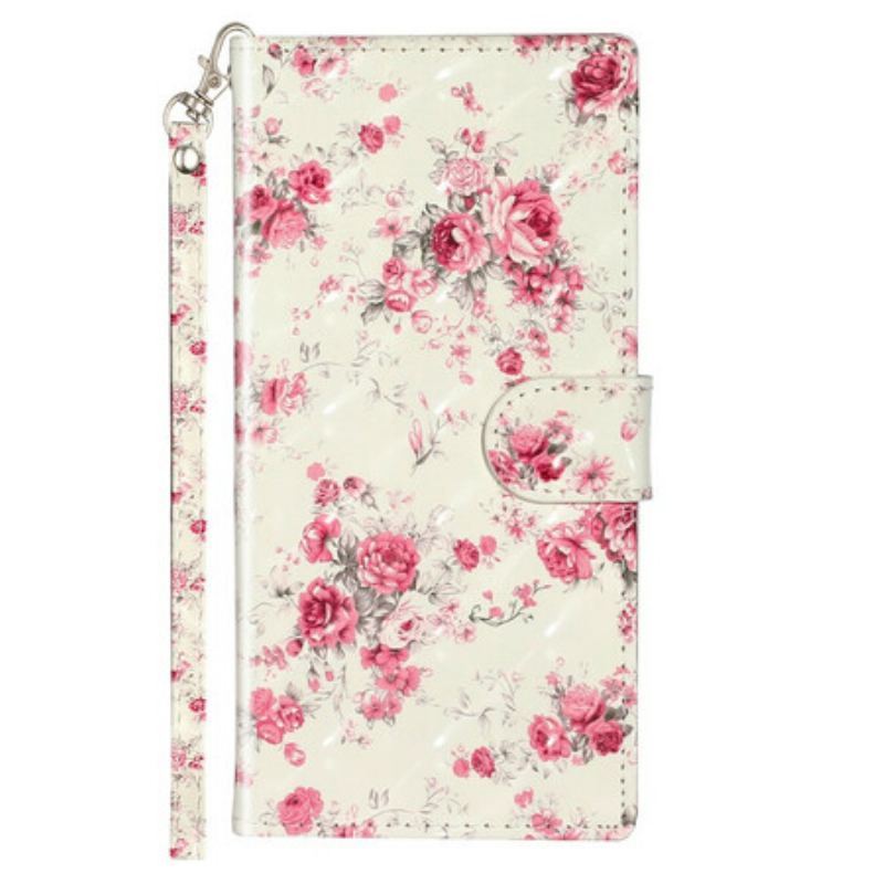 Housse Samsung Galaxy Note 10 Fleurs Light Spots à Lanière