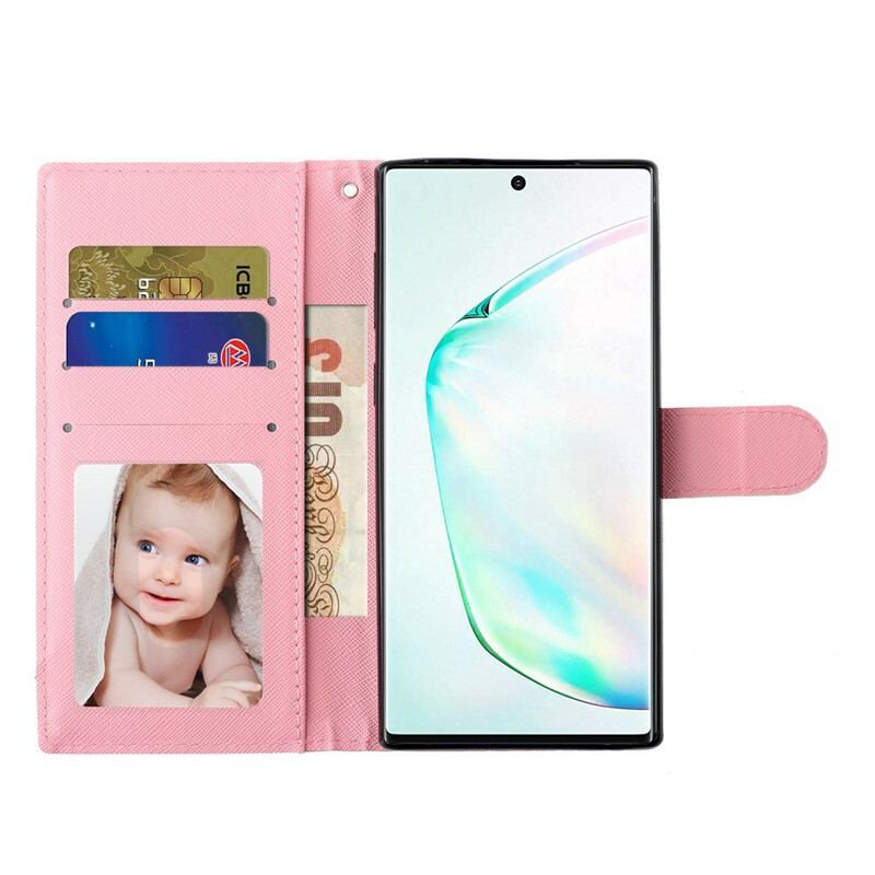 Housse Samsung Galaxy Note 10 Oursons Light Spots à Lanière