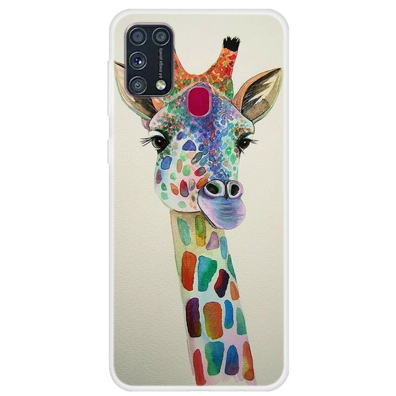 Coque Samsung Galaxy M31 Girafe Colorée