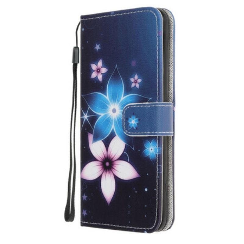 Housse Samsung Galaxy M31 Fleurs Lunaires à Lanière