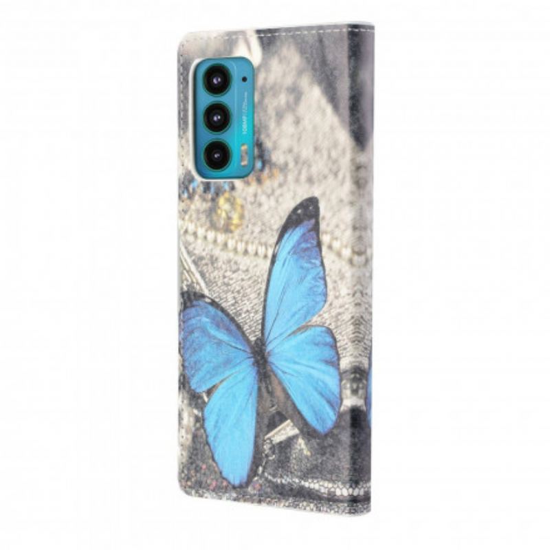 Housse Motorola Edge 20 Papillon Bleu