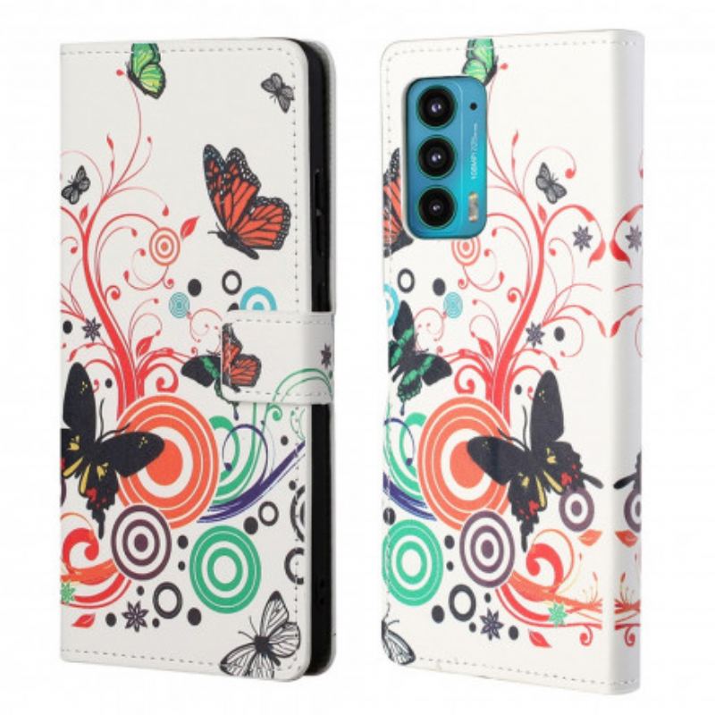 Housse Motorola Edge 20 Papillons et Fleurs