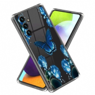 Coque Samsung Galaxy A15 5G Papillons et Fleurs Bleus