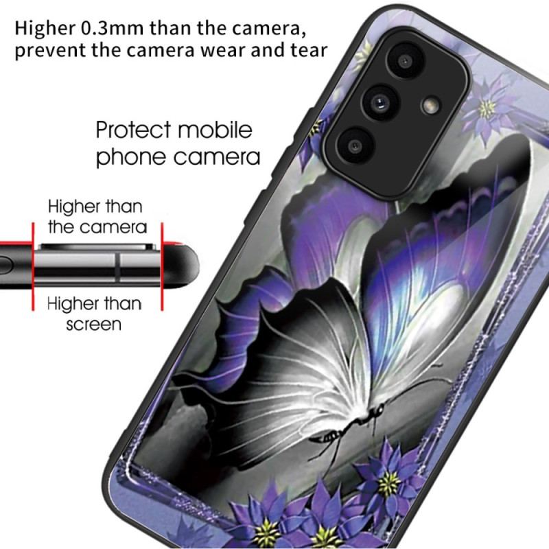 Coque Samsung Galaxy A15 5G / A15 Verre Trempé Papillon Violet