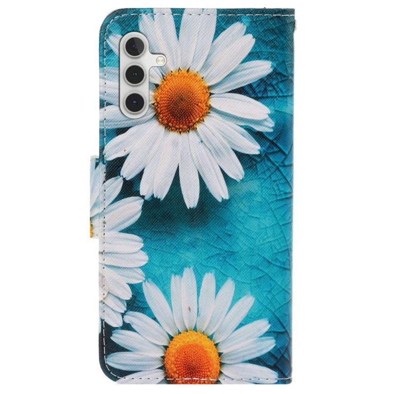 Housse Samsung Galaxy A15 5G Chrysanthème à Lanière