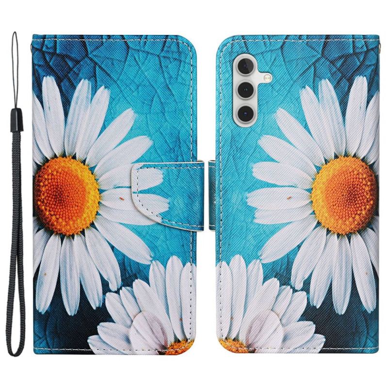 Housse Samsung Galaxy A15 5G Grand Chrysanthème à Lanière