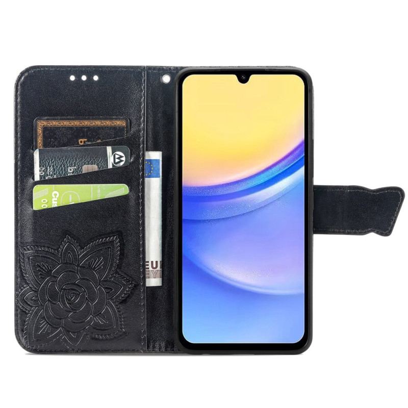 Housse Samsung Galaxy A15 5G Papillon Baroque à Lanière