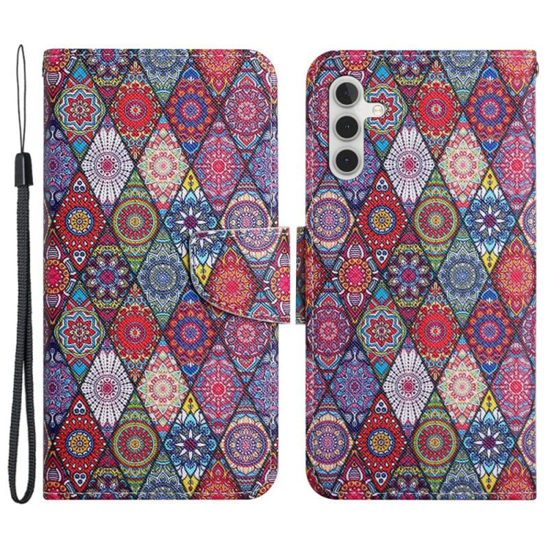 Housse Samsung Galaxy A15 5G Patchwork à Lanière