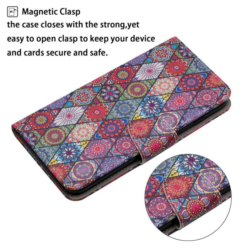 Housse Samsung Galaxy A15 5G Patchwork à Lanière