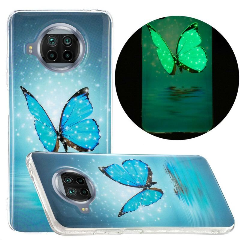 Coque Xiaomi Mi 10T Lite 5G / Redmi Note 9 Pro 5G Papillon Bleu Fluo