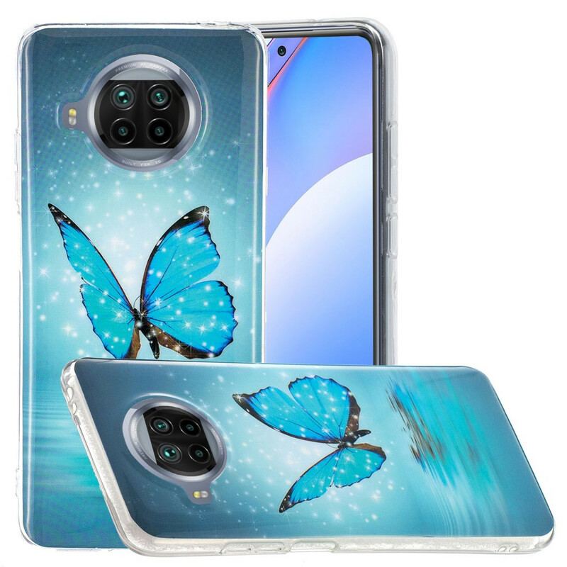 Coque Xiaomi Mi 10T Lite 5G / Redmi Note 9 Pro 5G Papillon Bleu Fluo