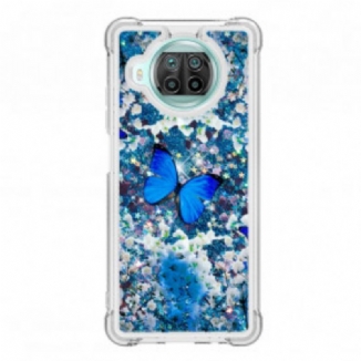 Coque Xiaomi Mi 10T Lite 5G  / Redmi Note 9 Pro 5G Papillons Bleus Paillettes