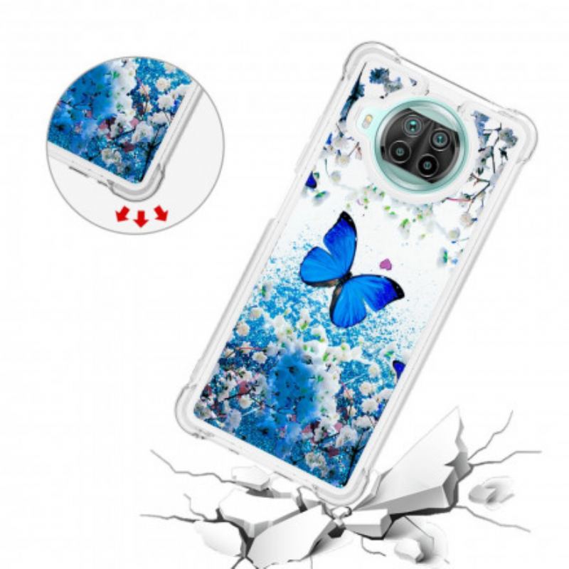 Coque Xiaomi Mi 10T Lite 5G  / Redmi Note 9 Pro 5G Papillons Bleus Paillettes