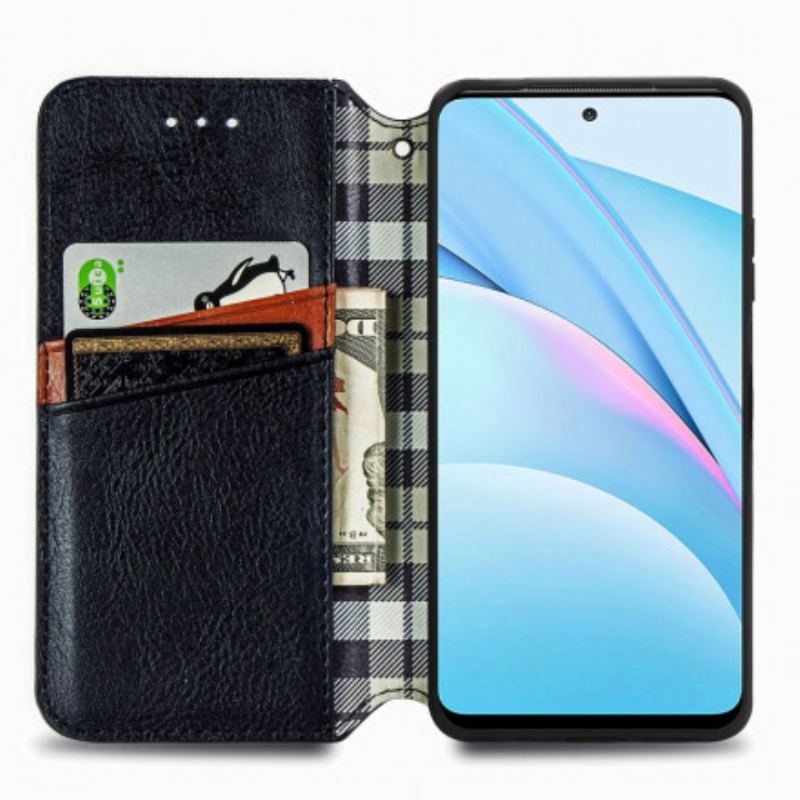 Flip Cover Xiaomi Mi 10T Lite 5G / Redmi Note 9 Pro 5G Effet Cuir Texture Diamant