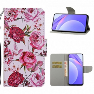 Housse Xiaomi Mi 10T Lite 5G  / Redmi Note 9 Pro 5G Fleurs Magistrales avec Lanière