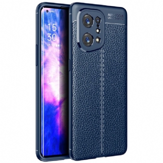 Coque Oppo Find X5 Effet Cuir Litchi Double line