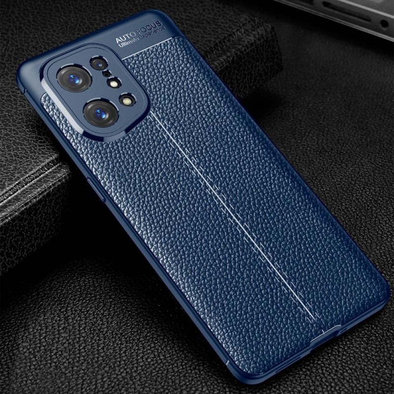 Coque Oppo Find X5 Effet Cuir Litchi Double line