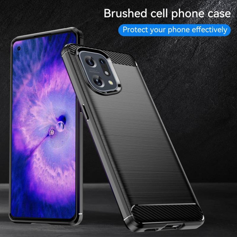 Coque Oppo Find X5 Fibre Carbone Brossée