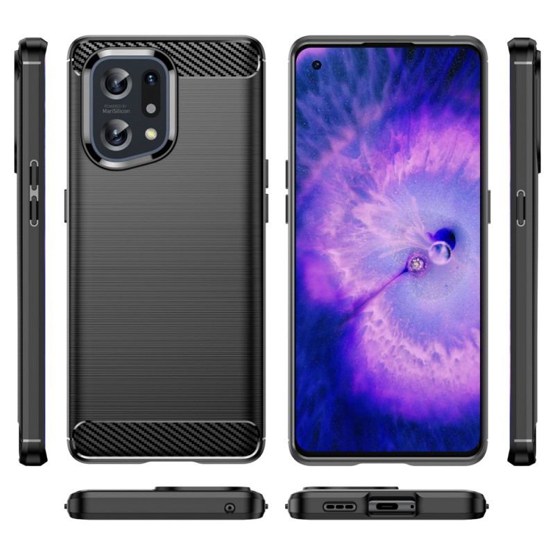 Coque Oppo Find X5 Fibre Carbone Brossée